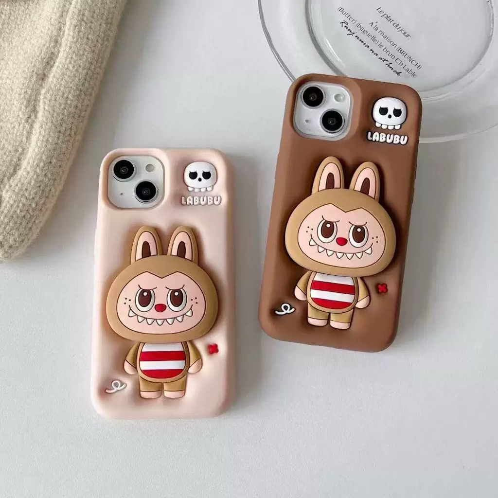 Case Premium Labubu Holder Stand 4D iPhone 6G 7G XR XS MAX 11 11 PRO MAX 12 12 PRO 13 13 PRO 14 14 P