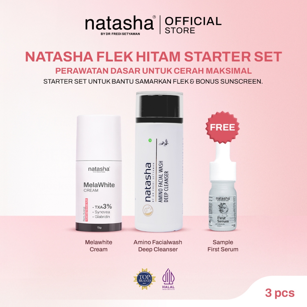 [NEW LAUNCH] Natasha By Dr Fredi Setyawan Flek Hitam Starter Set: MelaWhite Cream + Amino Facial Was