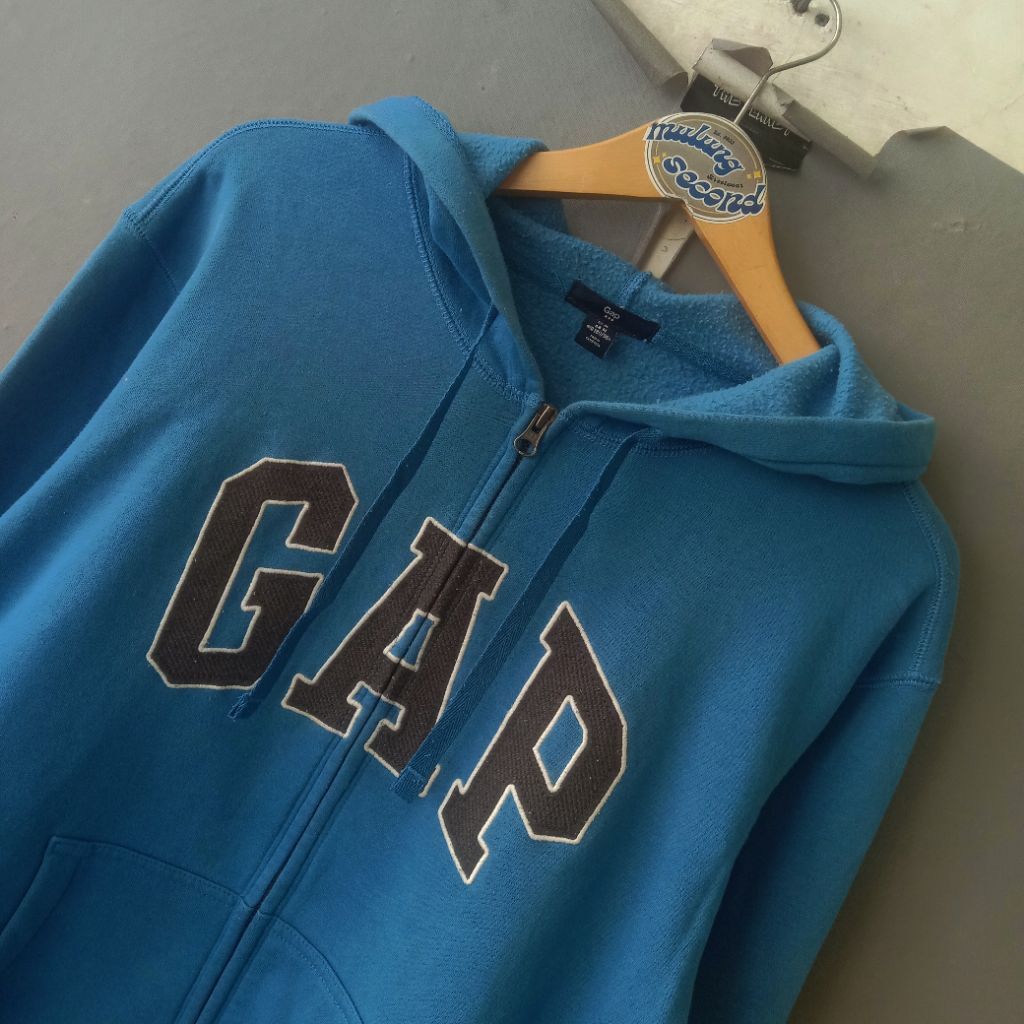 HOODIE ZIP GAP BIRU UNISEX DEWASA STYLE CASUAL ORIGINAL