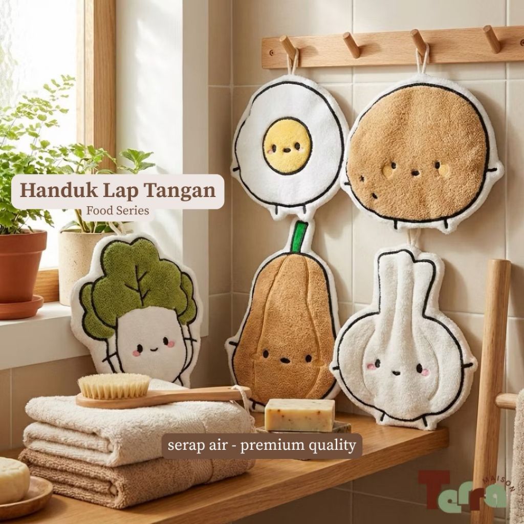 MaisonTerra - SAYUR Handuk Lap Tangan Gantung Dapur Bulu Karakter Lucu Hand Towel Estetik
