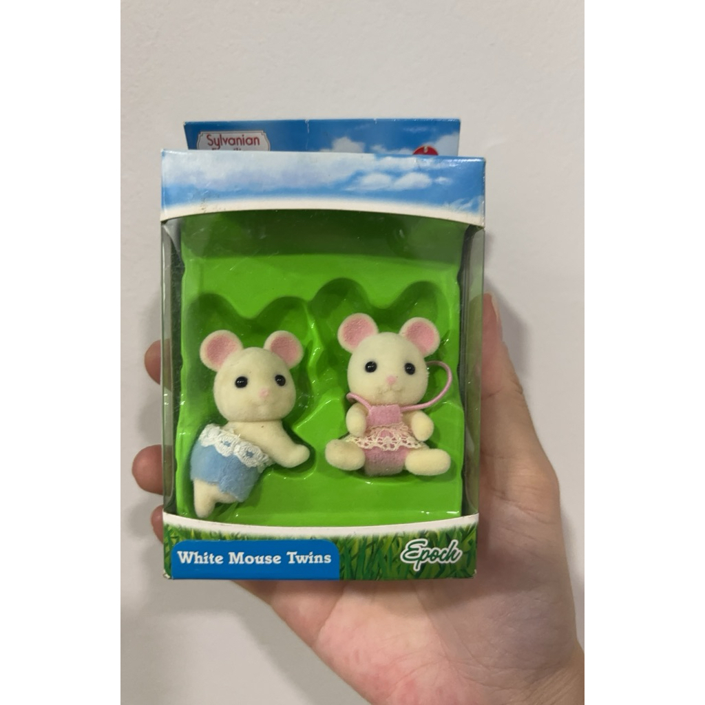 SYLVANIAN FAMILIES boneka white mouse twins miniature