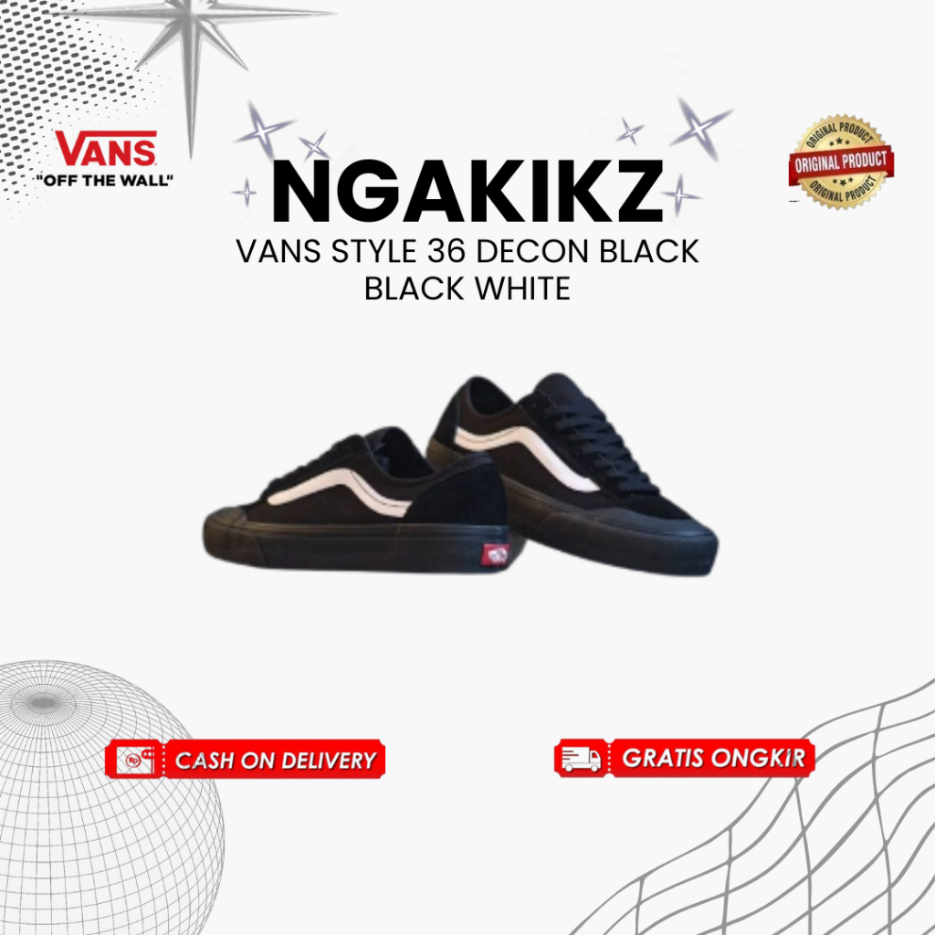 Sepatu Sneakers Wanita Pria Vans Style 36 Decon SF Black Black White | 100% Original | Desain Kasual