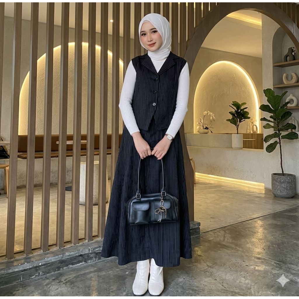 Bella Set Vest/ One Set Blazer Wanita Kekinian/Set Rok Wanita muslim