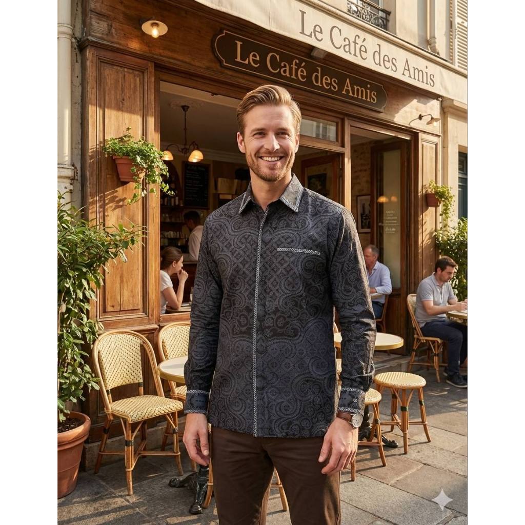 KUNCORO Batik Smock Semi Jas - Baju Batik Pria - Kemeja Batik Pria  - Kemeja Batik Lengan Panjang