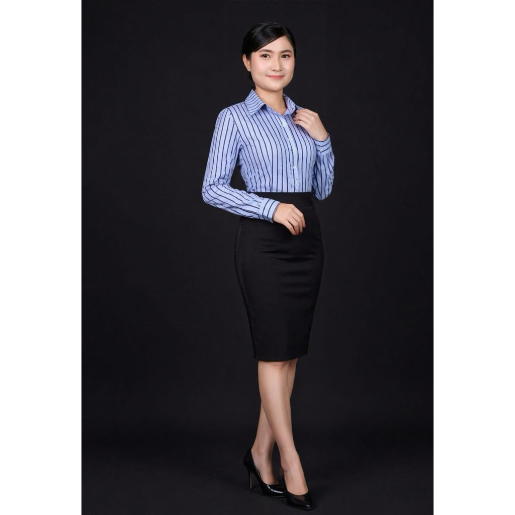 Kemeja Wanita Shirt Line Premium Import Bangkok BKK