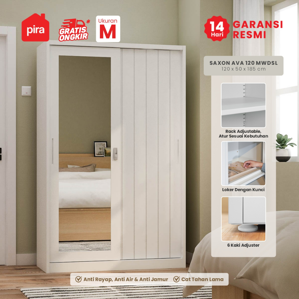 PIRA - SAXON AVA 120 MWDSL Lemari Pakaian Besi Sliding / Pintu Geser