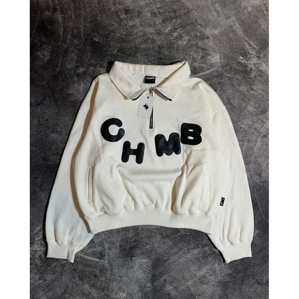 SWEATER HOODIE BOXY HALFZIP CHMB RESLETING SETENGAH BERKERAH OVERSIZE PRIA WANITA COD