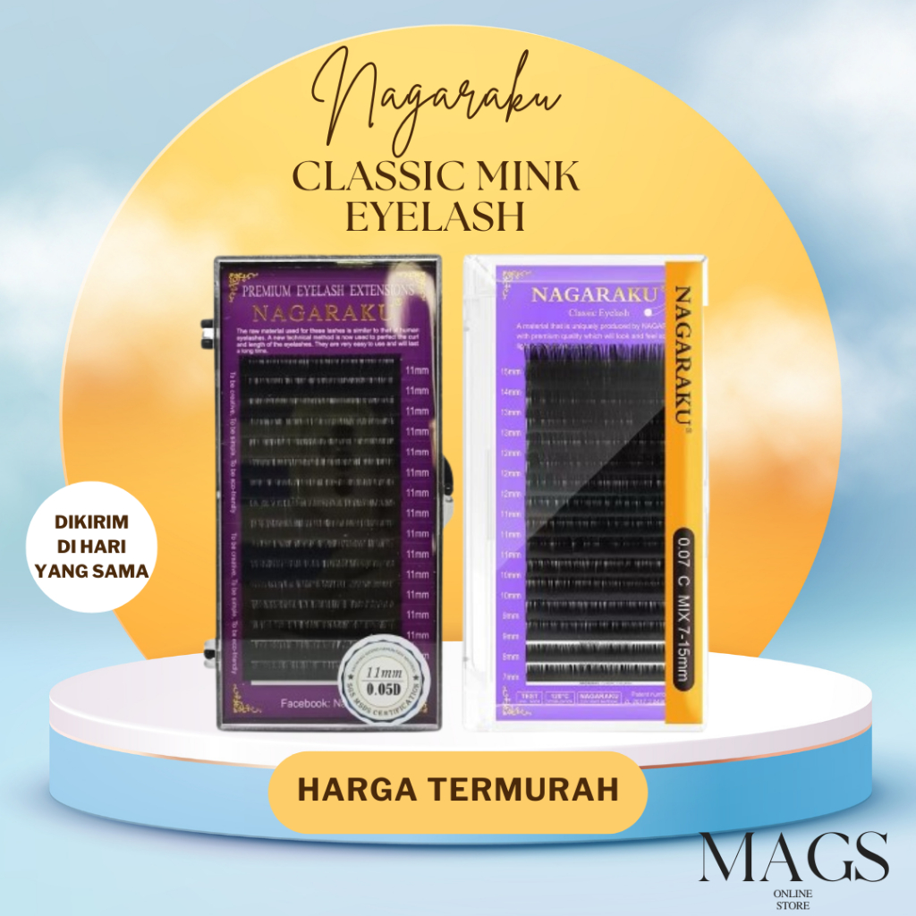 Nagaraku 0.20C 0.20D 0.15C 0.15D 0.25C 0.25D eyelash extension bulu mata single 16 baris mink lashes
