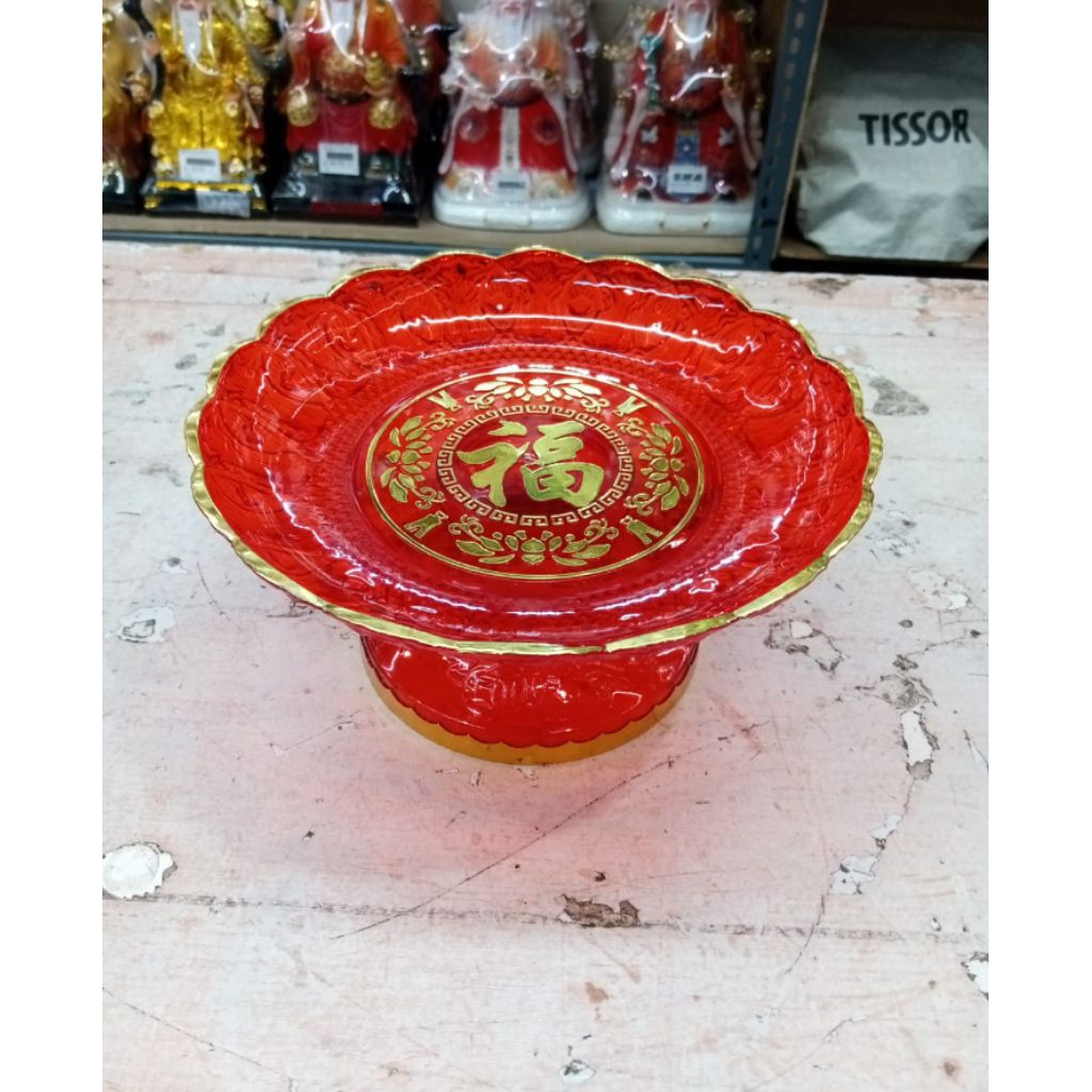 piring buah altar sembahyang buddha dewa - mika- hock kecil -8inch