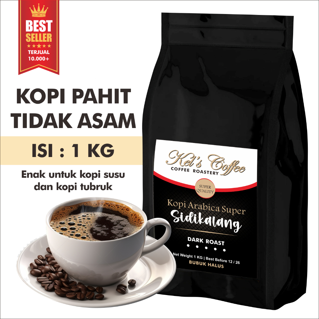 KELSCOFFEE Kopi Arabica SIDIKALANG 1 KG Super | Kopi Bubuk Tradisional Asli Medan