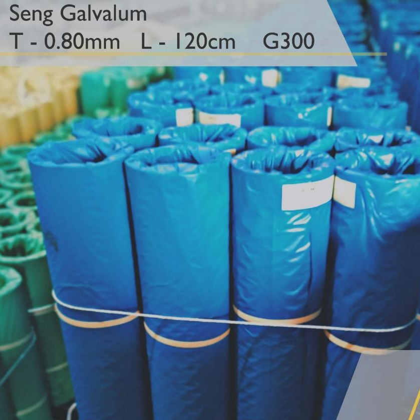 Seng plat galvalum 0.80mm L 120cm SUPRADEK Plat seng talang zincalum 0.8 mm TCT Lebar 1219 mm