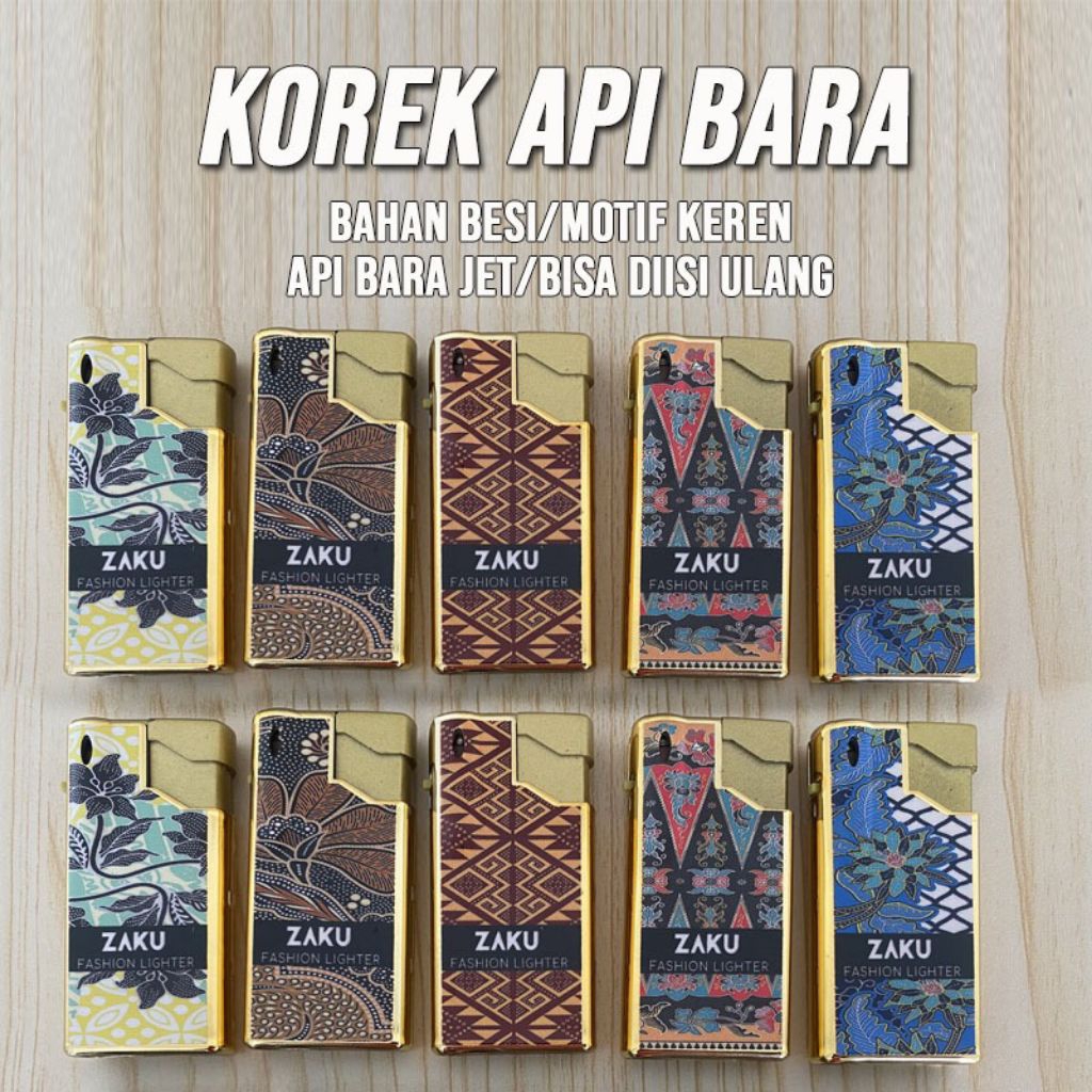 Korek Api Bara Zaku 111-Batik / Korek Gas Zaku Api Bara Motif Batik Bisa Isi Ulang