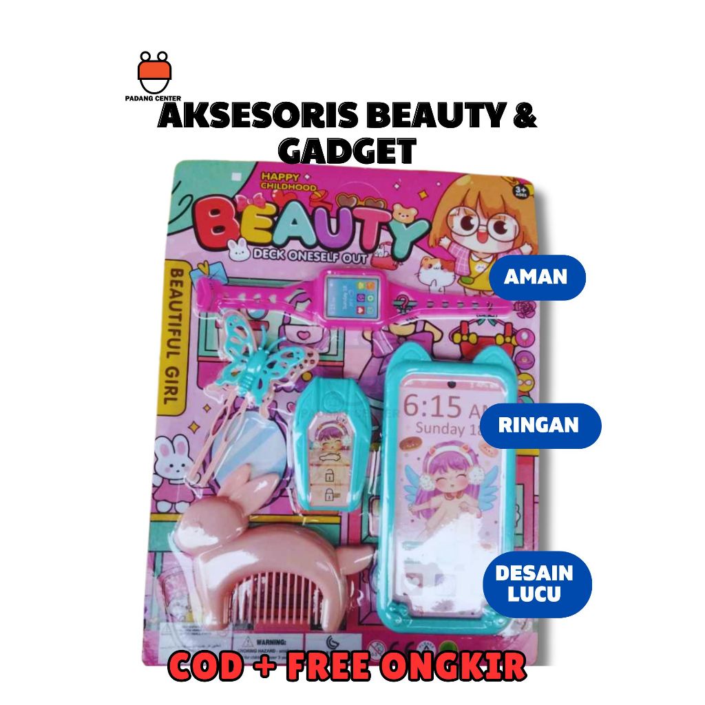 Mainan Beauty Set Anak Lengkap HP Mainan Jam Tangan Sisir Aksesoris Anak Perempuan Lucu