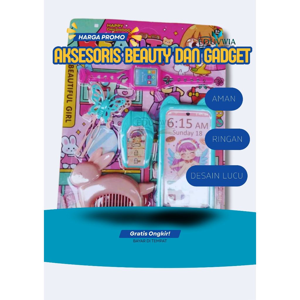 Mainan Beauty Set Anak Lengkap HP Mainan Jam Tangan Sisir Aksesoris Anak Perempuan Lucu
