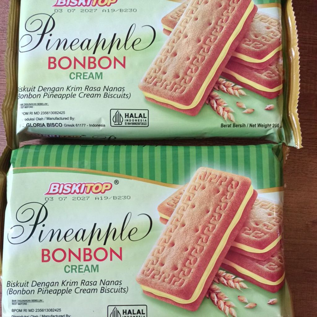 BISKITOP PINEAPPLE CREAM ( Biskuit rasa nanas)/ pack