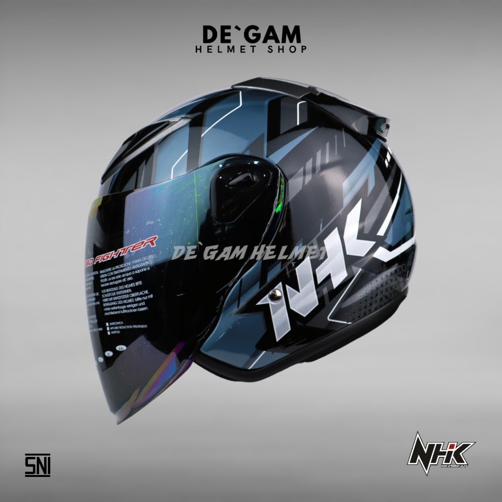 NHK R6 Motif Patrol - Black/Silver - Helm Half Face