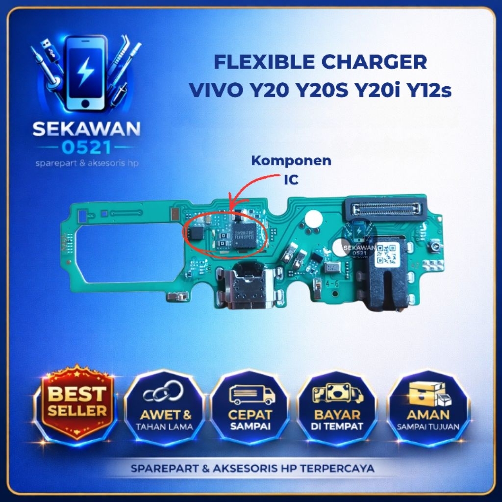 Konektor Charger Fleksibel Charger Vivo Y20 Y20S Y20i Y12S Original Flexible Papan Charger Premium