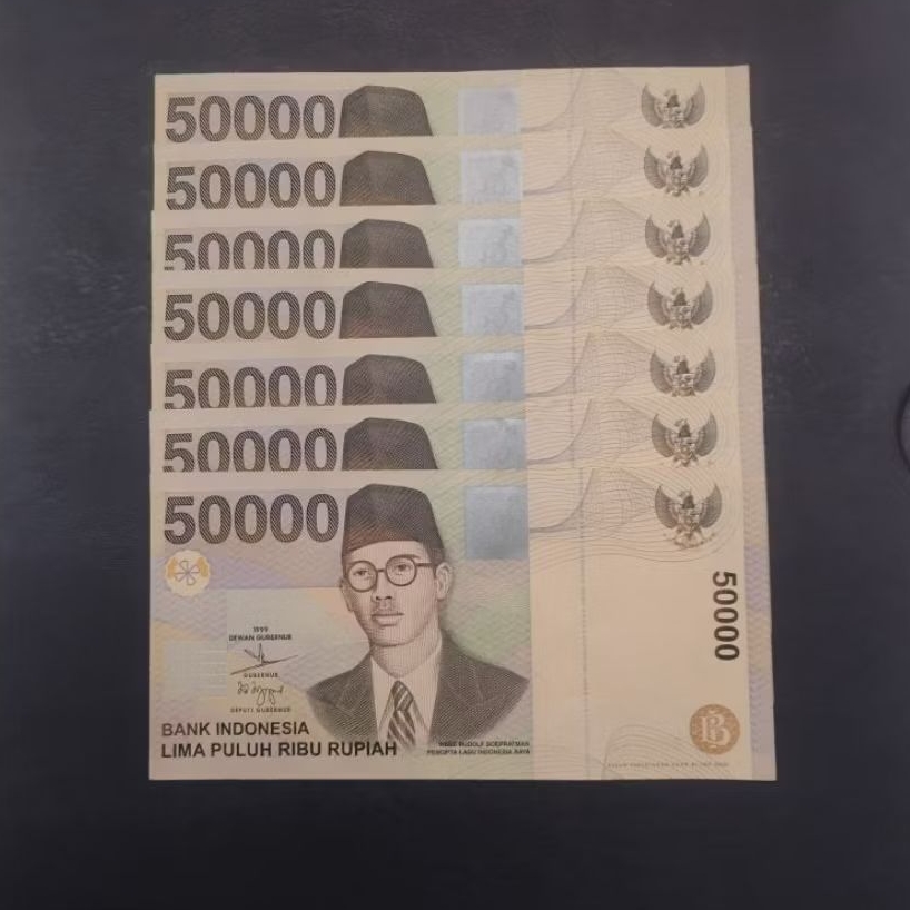 UANG KUNO 50000 RUPIAH WR SUPRATMAN TAHUN 1999 BARU BAGUS