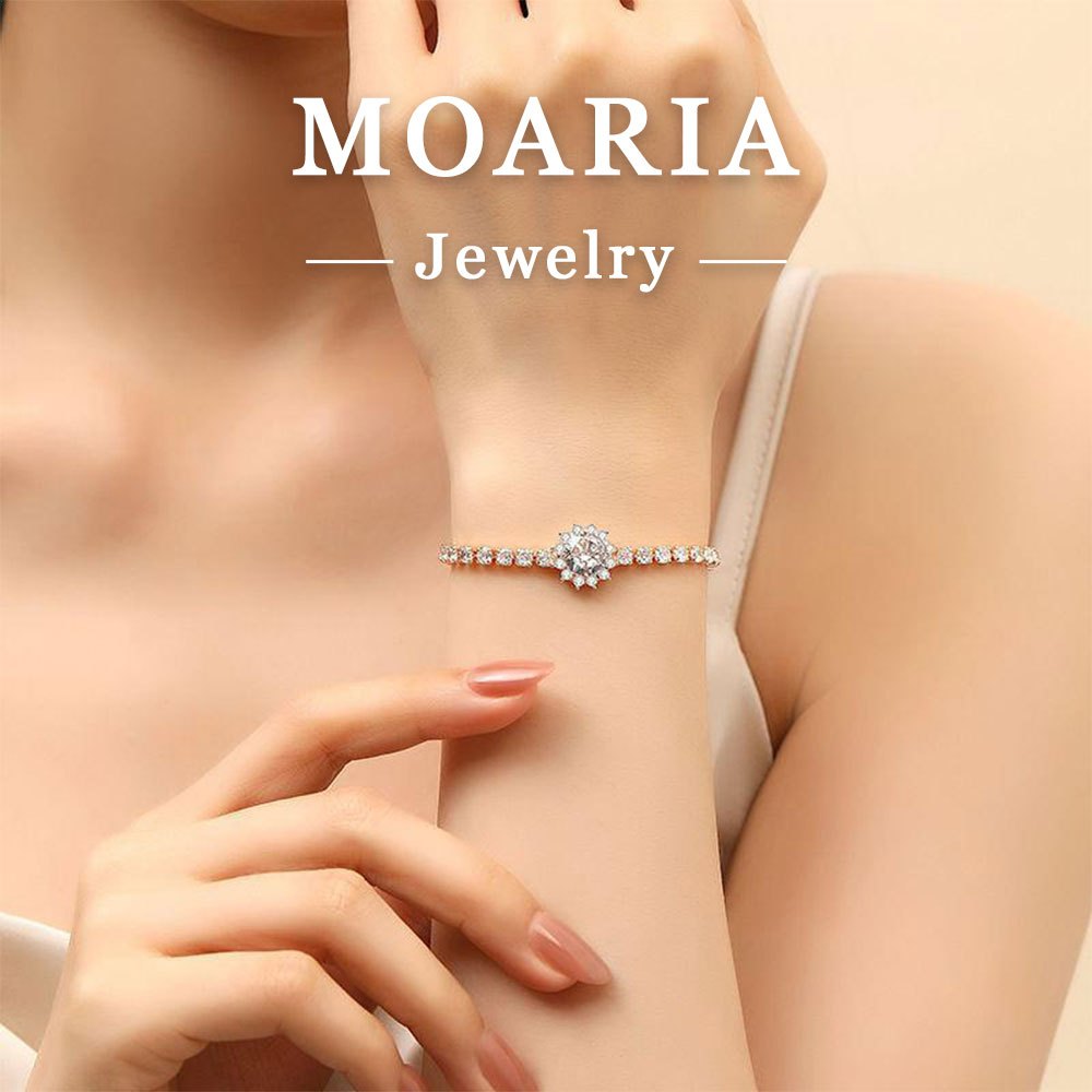 MOARIA Jewelry Gelang Bunga Matahari Batu Zirkon Populer Gelang Berlian Dua Karat