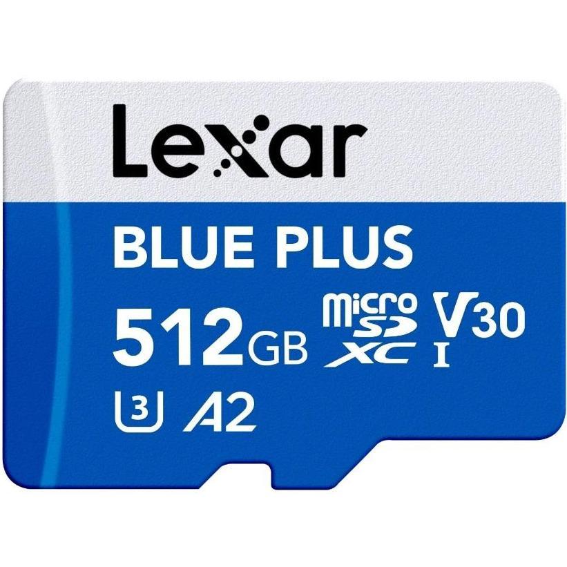 LEXAR BLUE PLUS UHS-I U3 V30 A2 512GB MICROSDHC MICROSDXC MEMORY MICROSD CARD LMSBLPL512G-BNANG