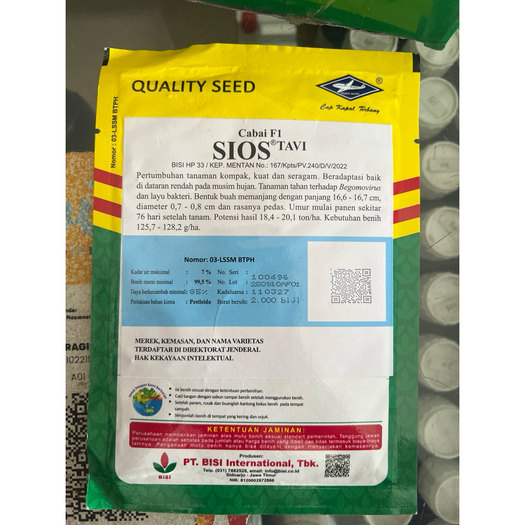 Benih cabai SIOS TAVI kemasan 2.000Biji Original BISI