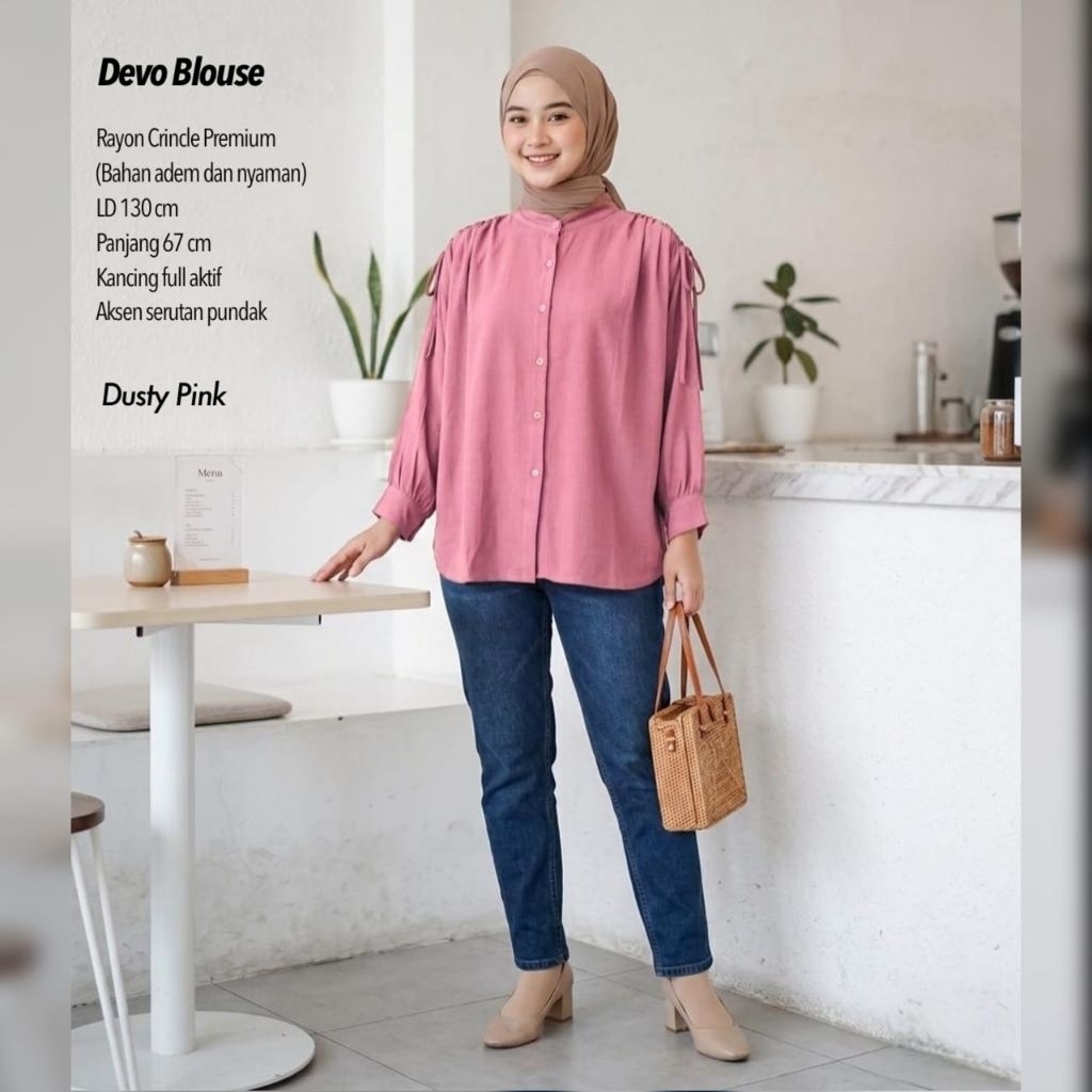 DEVO BLOUSE OVERSIZE RAYON CRINKLE / Blouse Serut / Blouse Polos