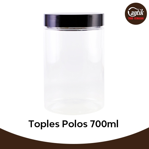 TOPLES TABUNG JAR PLASTIK POLOS BENING 700 ML / 700 GR + TUTUP TOPLES PLASTIK