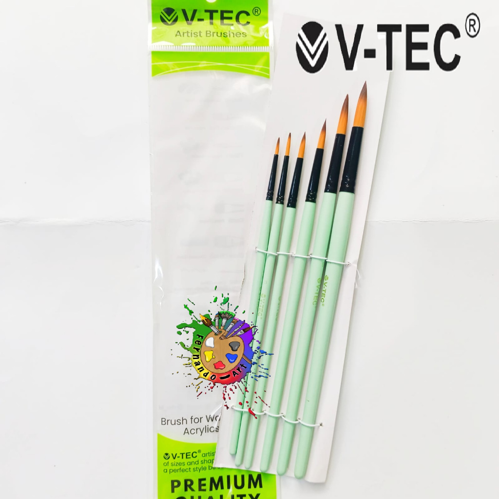 APR - V-Tec Brush A0018H-6A/6 / Kuas Runcing V-Tec isi 6 Pcs