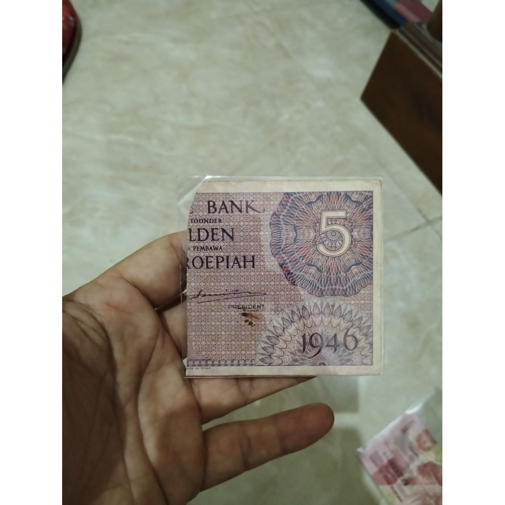 sanering uang Kuno 5 Gulden ungu federal kondisi bagus