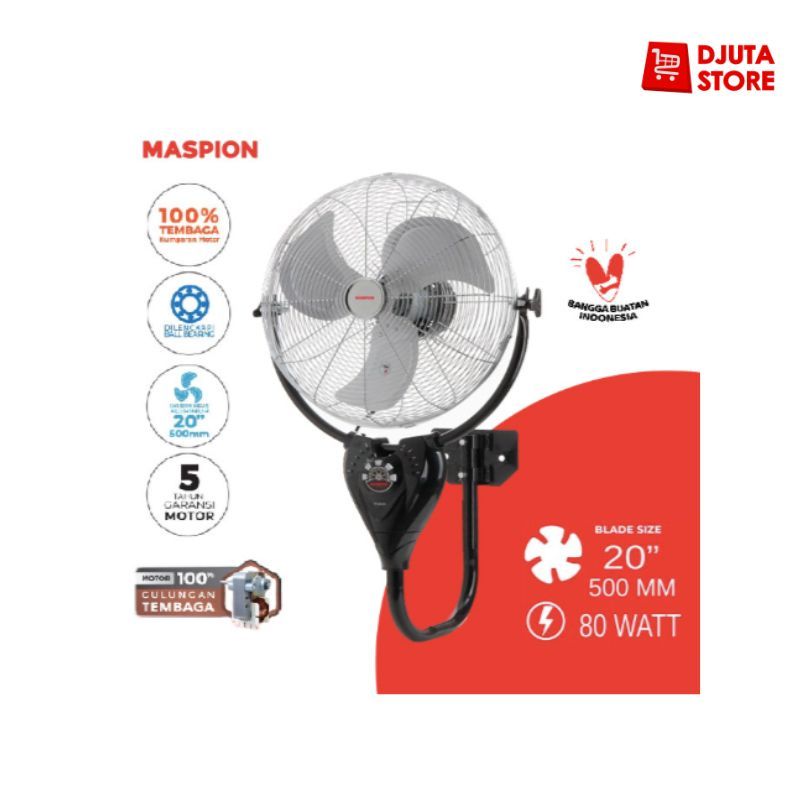 KIPAS ANGIN WALL FAN MASPION 20 INCH PW-2002 RC PW2002RC / Remote