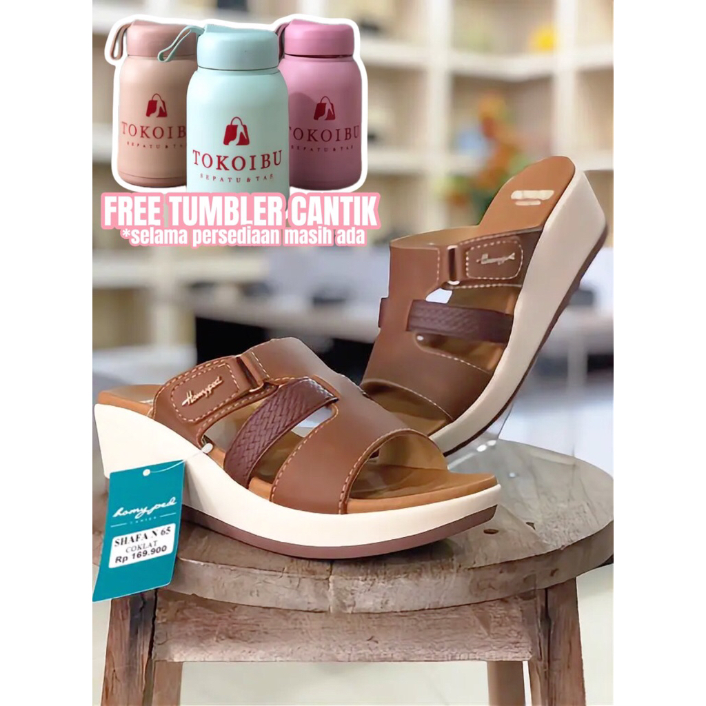 sandal cewek dewasa HOMYPED / SHAFA N65 / coklat