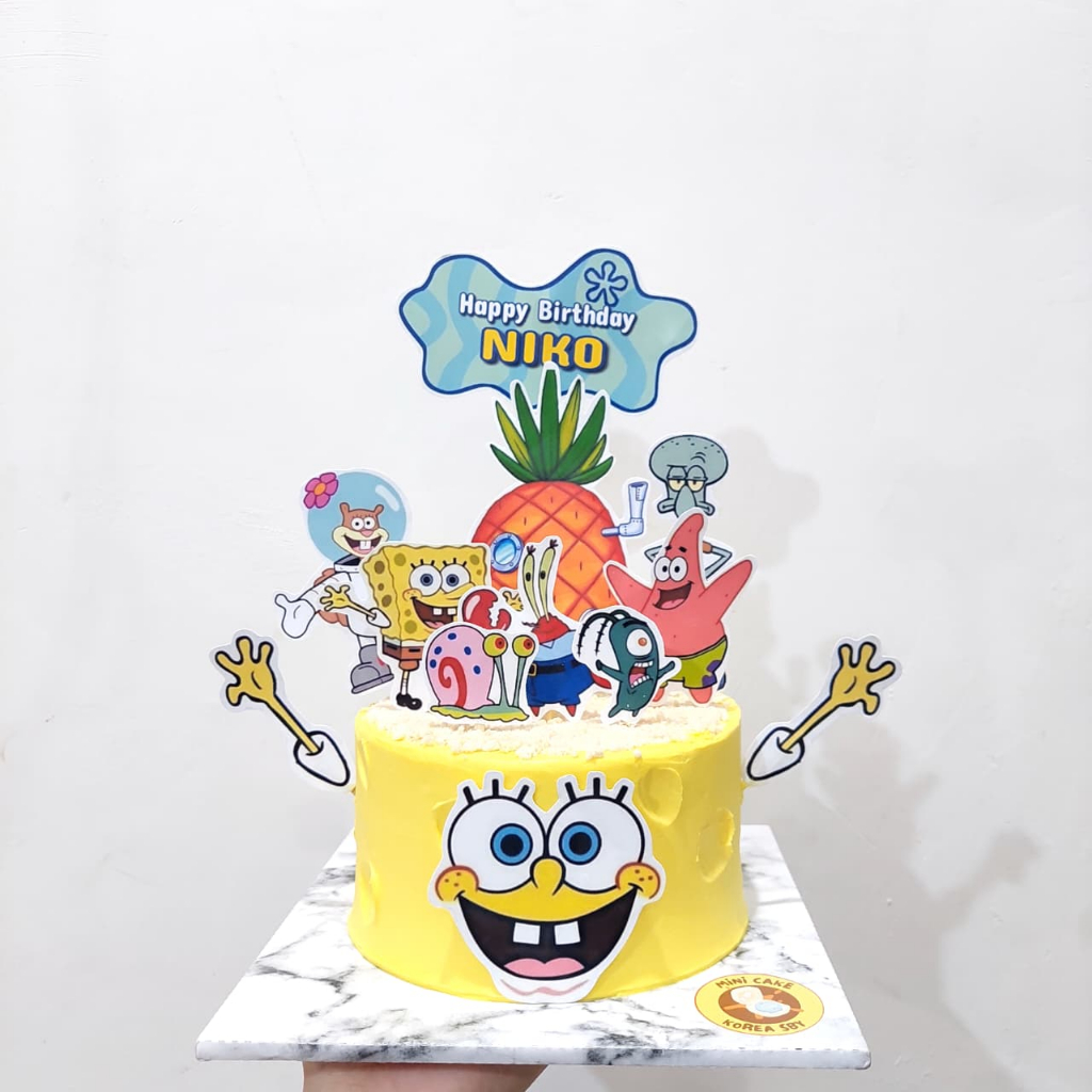 Topper Cake SpongeBob // Hiasan Cake SpongeBob // Topper Kertas SpongeBob // Topper Custom SpongeBob