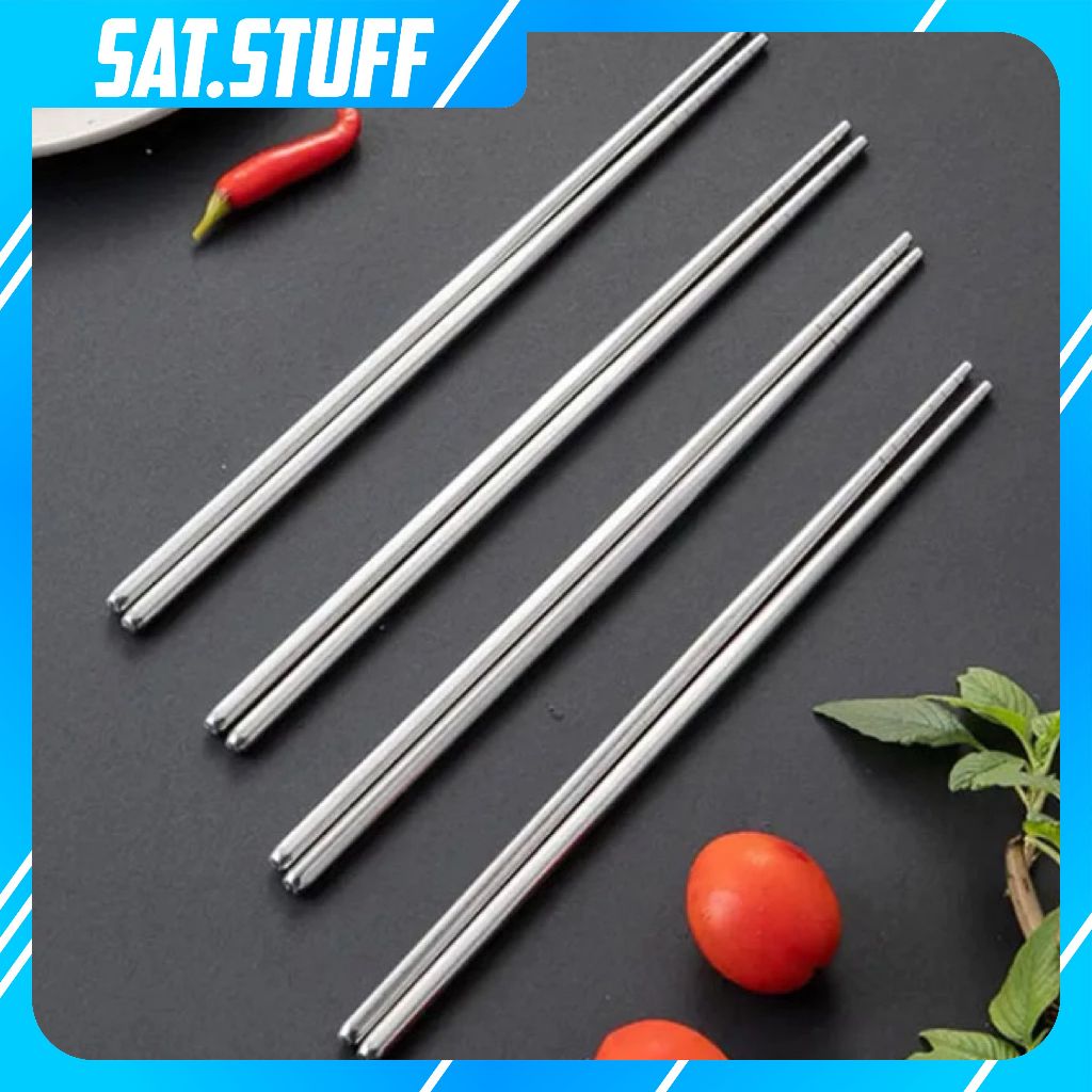 Sumpit Stainless Steel Sepasang Sumpit Stainless Tahan Karat Sumpit Stainless Polos Sumpit Stainless
