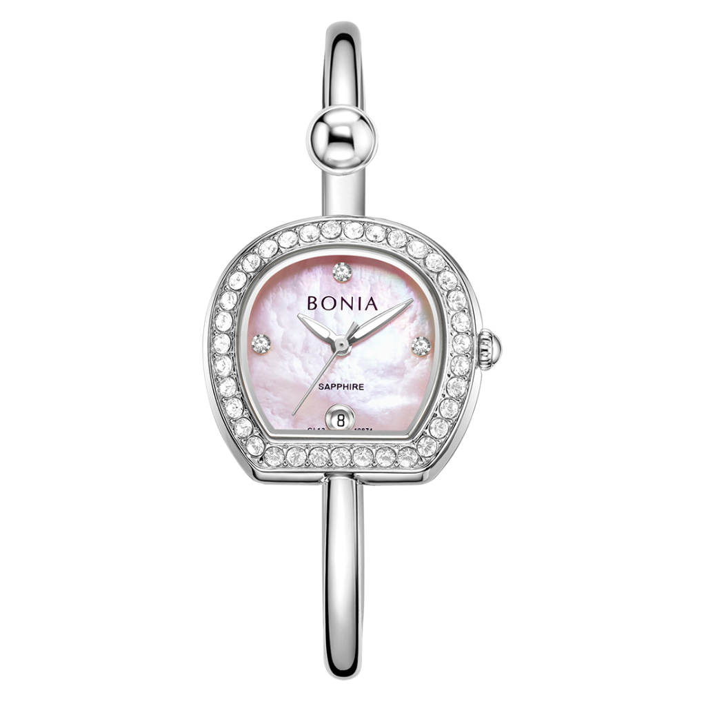 Jam Tangan Wanita Bonia Sonia Pink Dial Stainless Steel Strap B10874-2377S Original