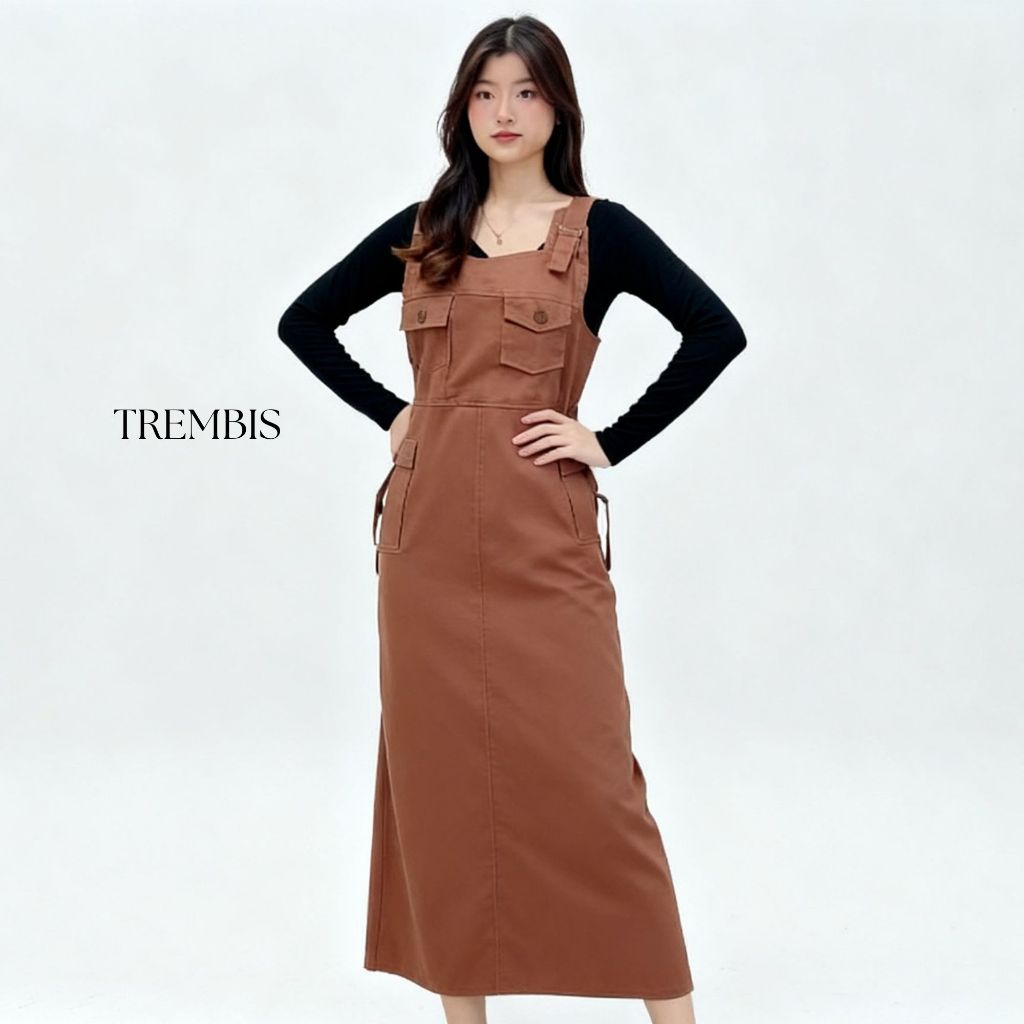 TREMBIS - Overall Wanita Semi Jumpsuit Panjang Korean Style Imela - Wearpack  Premium Hijab Friendly