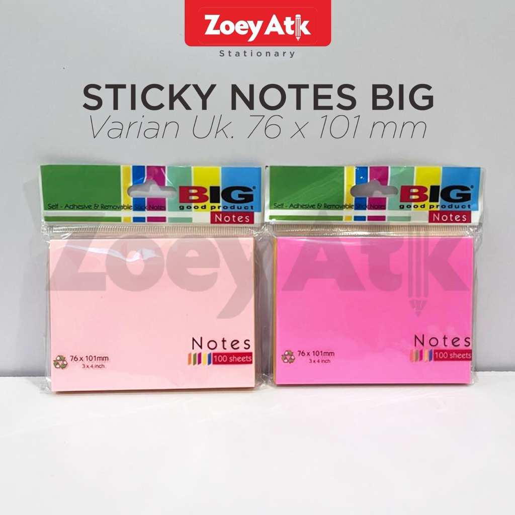 STICKY NOTES BIG Ukuran 76X101 MM penanda kertas Stick Memo Pad