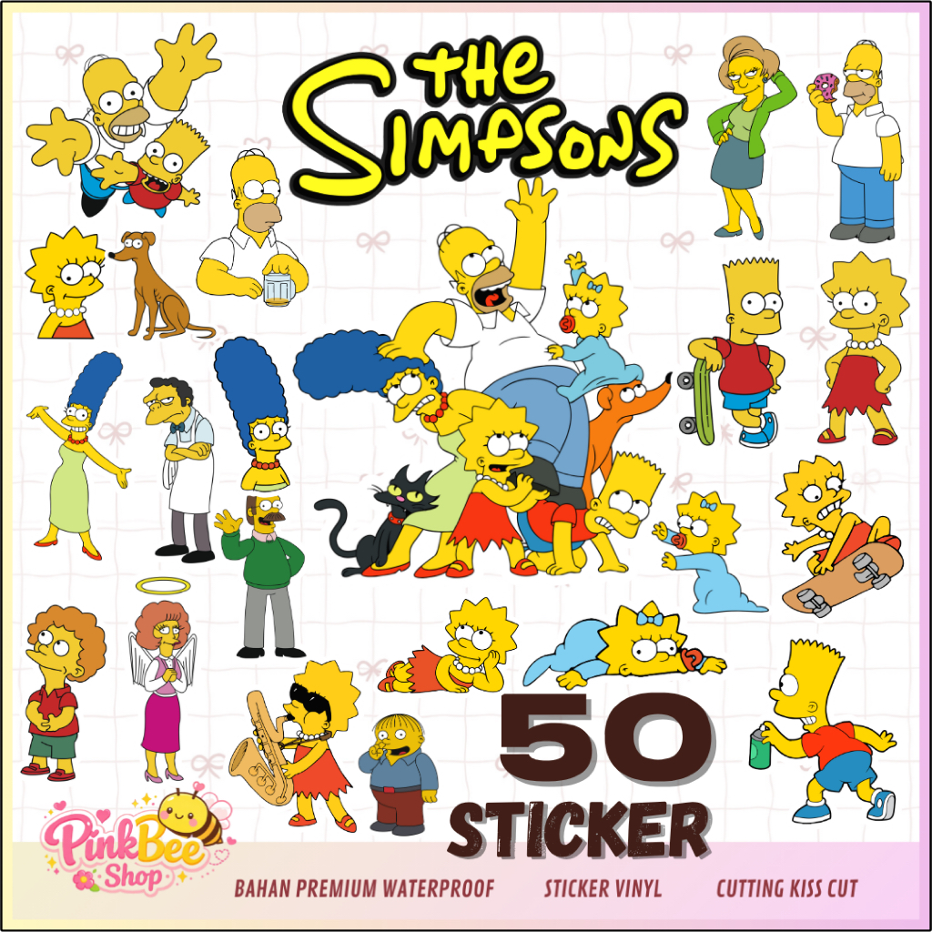 Sticker THE SIMPSONS, Stiker Vinyl Waterproof untuk Laptop Case Hp Tablet Ipad Tumbler Journal BookH