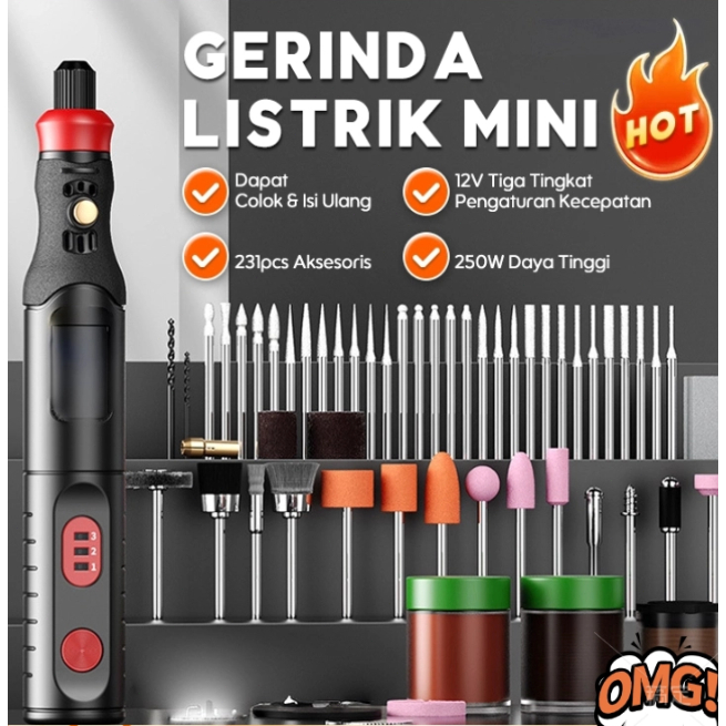 Bor Mini bor mini listrik ARIDOO Bor Mini Grinder Set Mesin Ukir Poles Gerinda Listrik Alat Ukir Gra