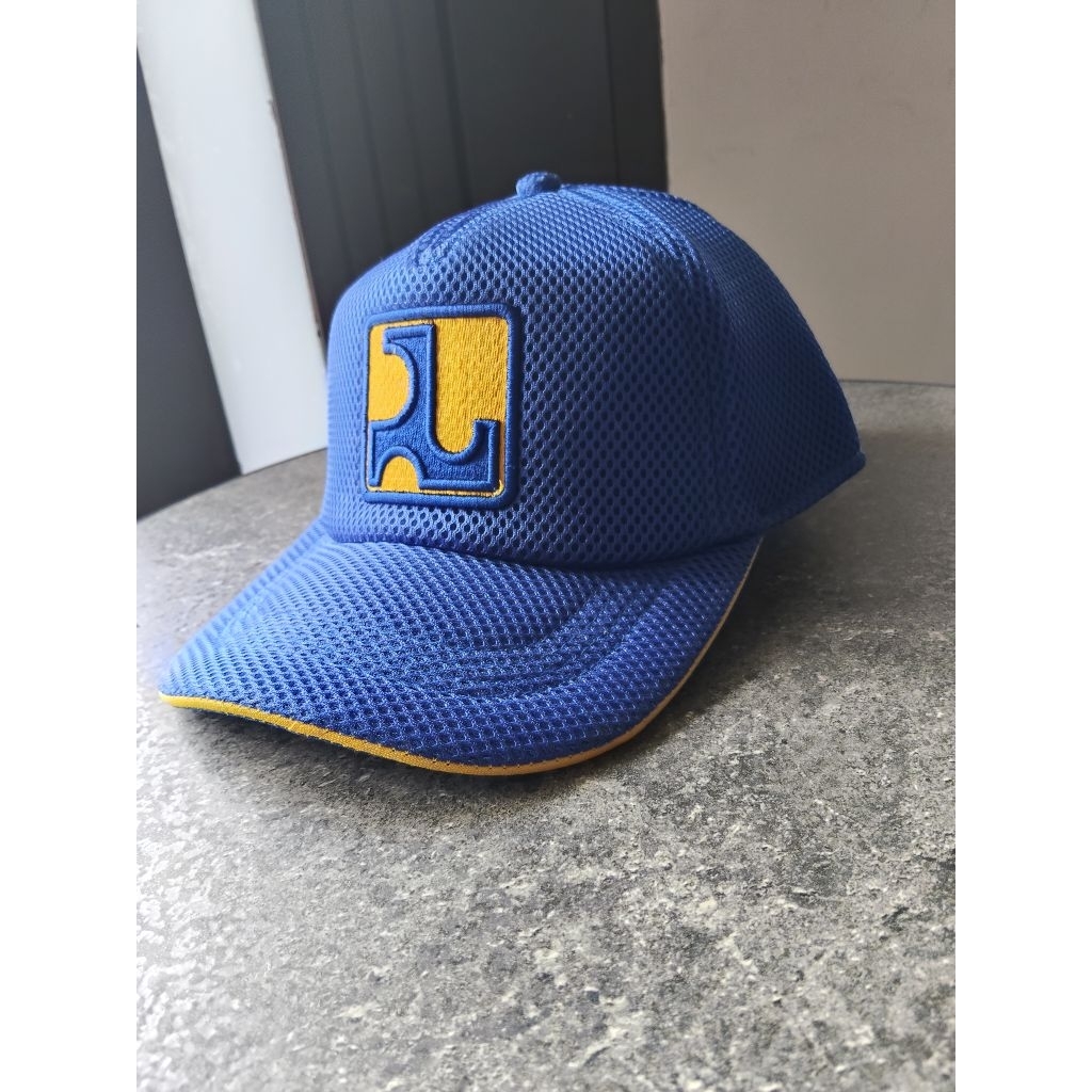 Topi PU / topi pupr jaring biru logo timbul