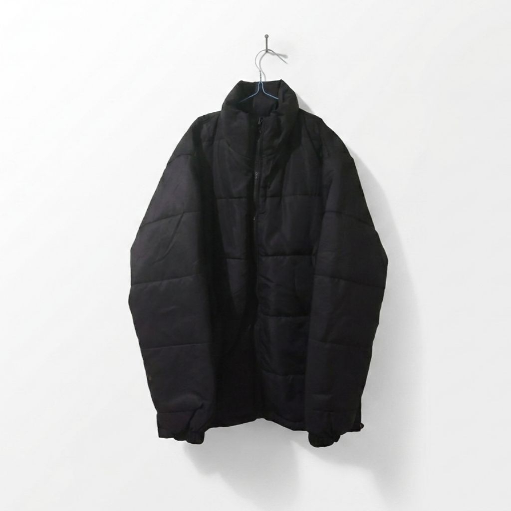Jaket Mantel Parka Puffer Hitam Unisex (Second Hand)