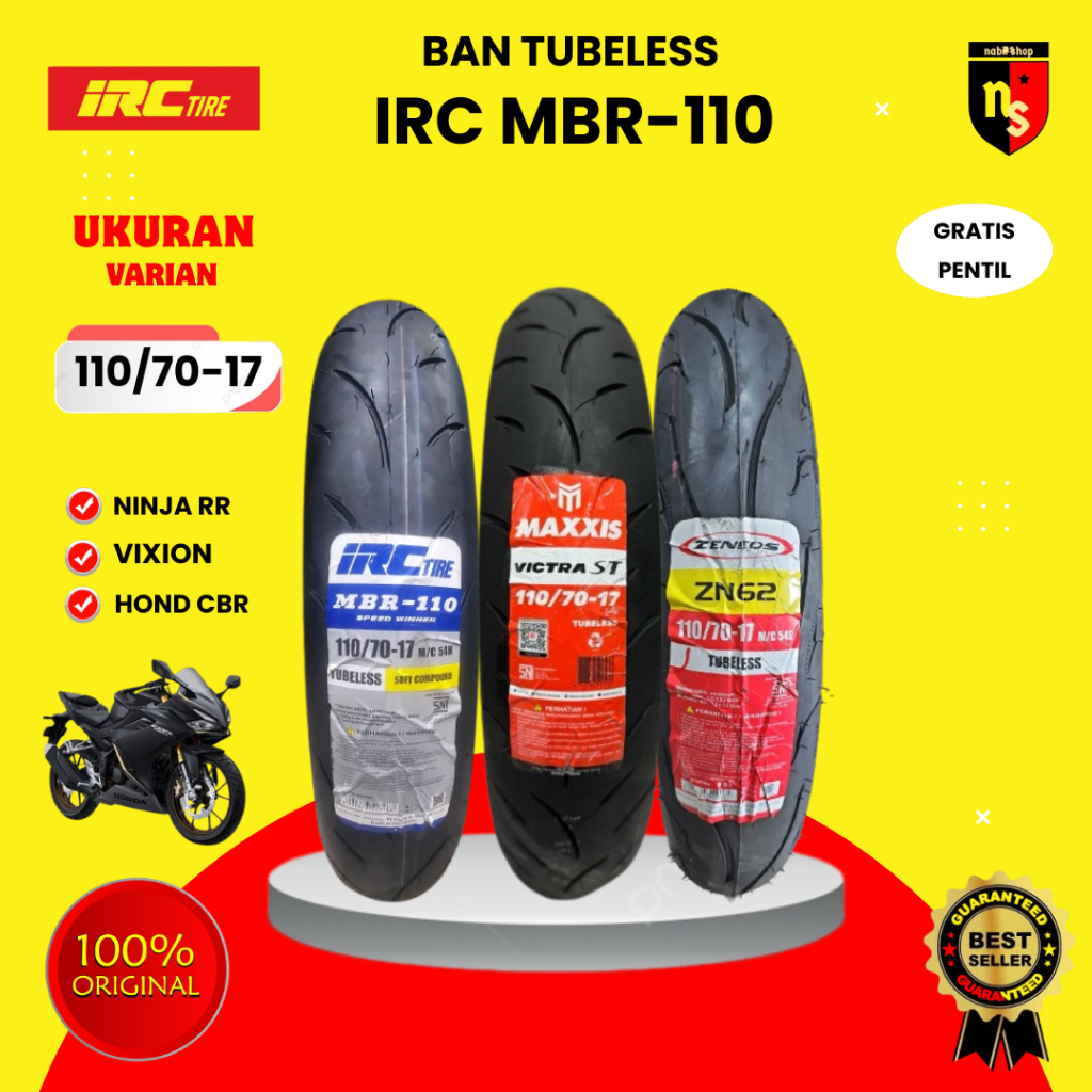 BAN IRC MBR-110 RING 17 110/70 TUBELESS Free Pentil