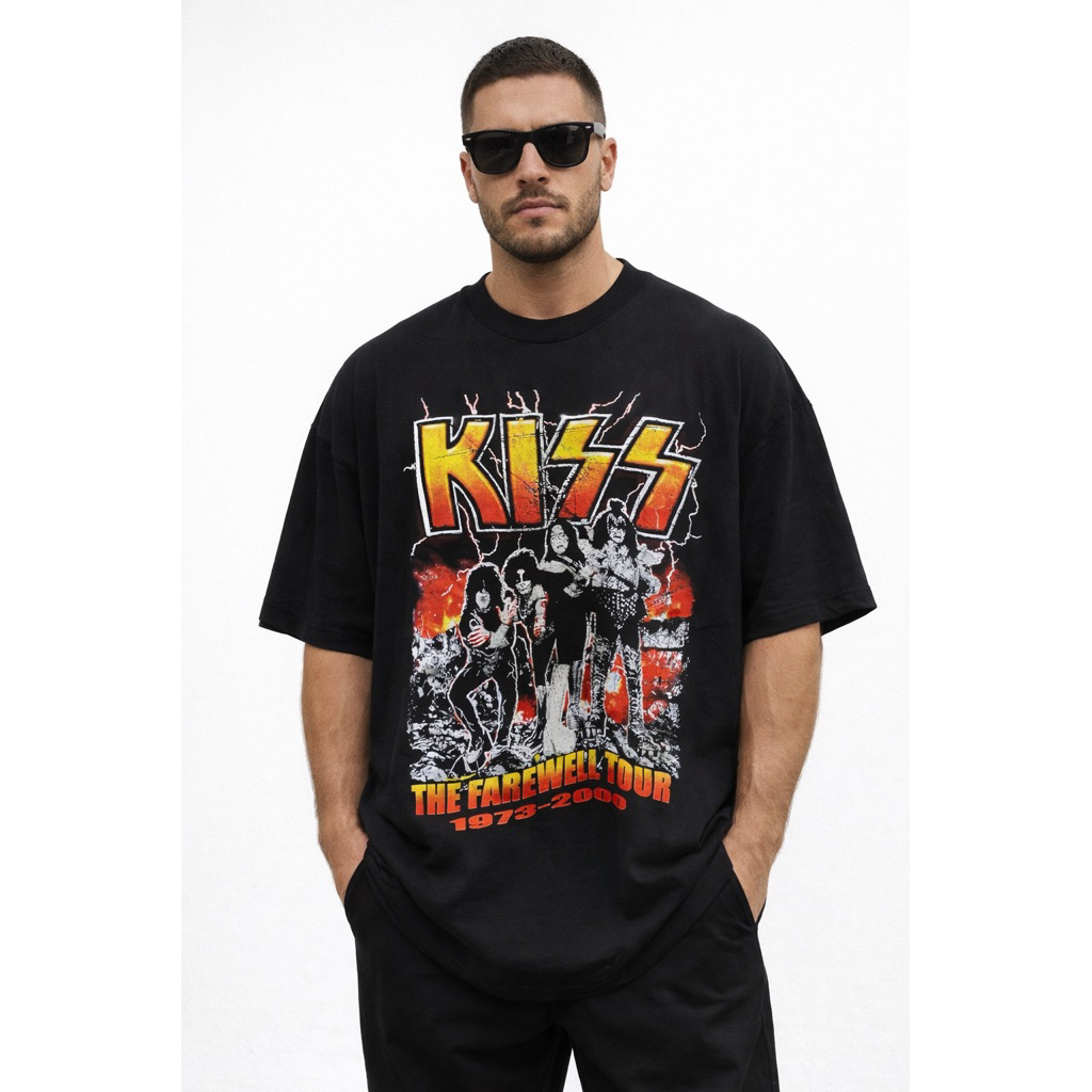 T Shirt Vintage Pull & Bear Hitam Pria