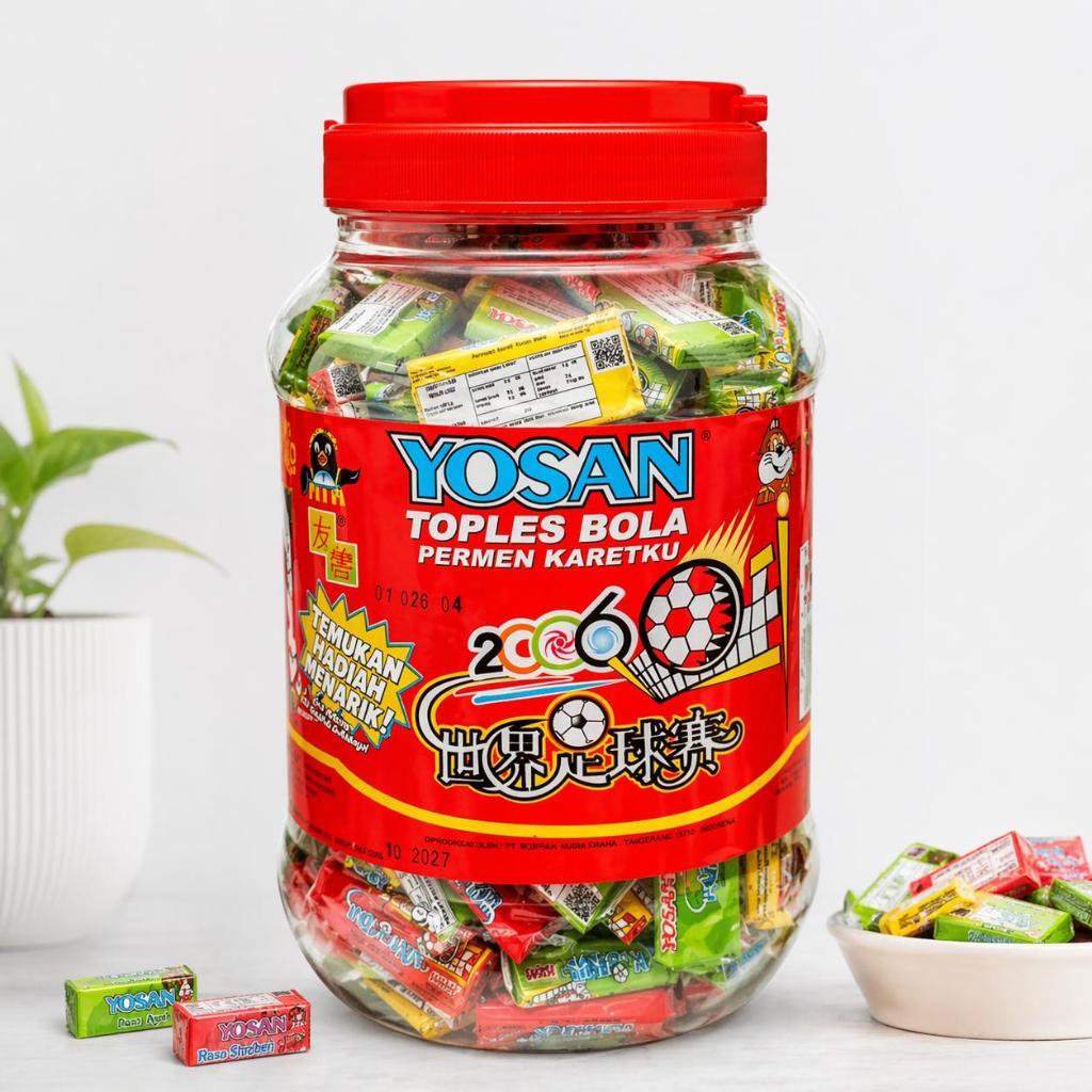 Permen Karet Yosan Bola Toples Besar Rasa Buah 200pcs
