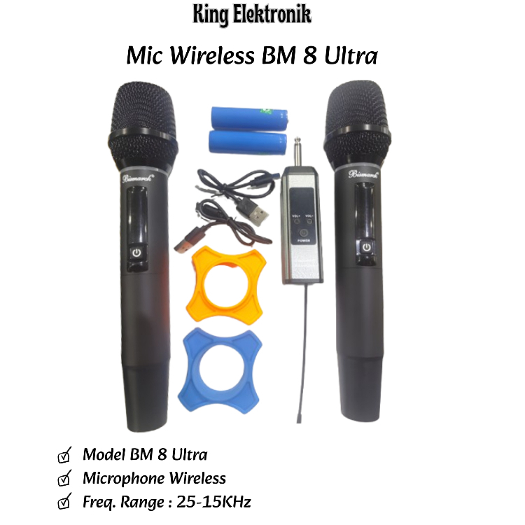 Mic Wireless Double Porfessional Wireless Microphone Mikrofon Bismarck BM 8 Ultra