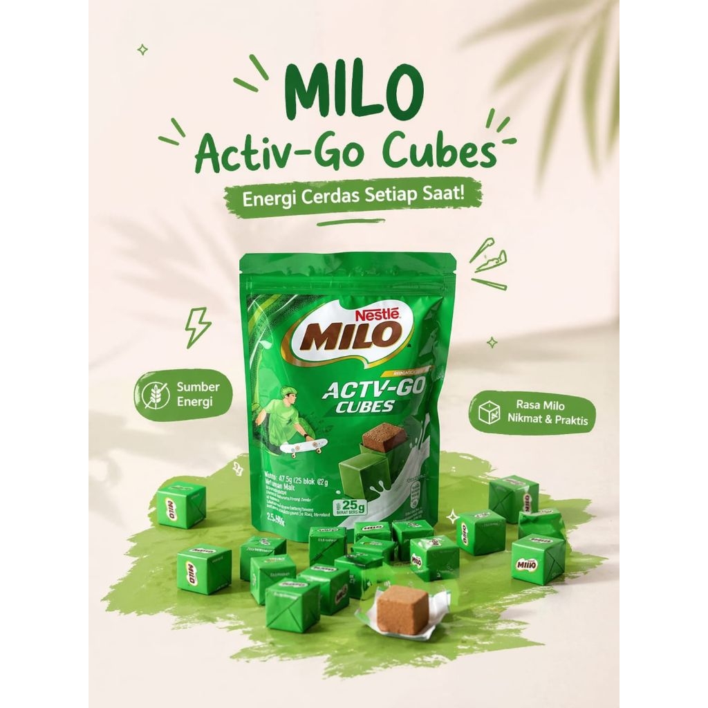 Milo Active Cube 25 Pcs / Milo Cube / Milo Cube Isi 25 Biji / Permen / Permen Coklat / Permen Milo