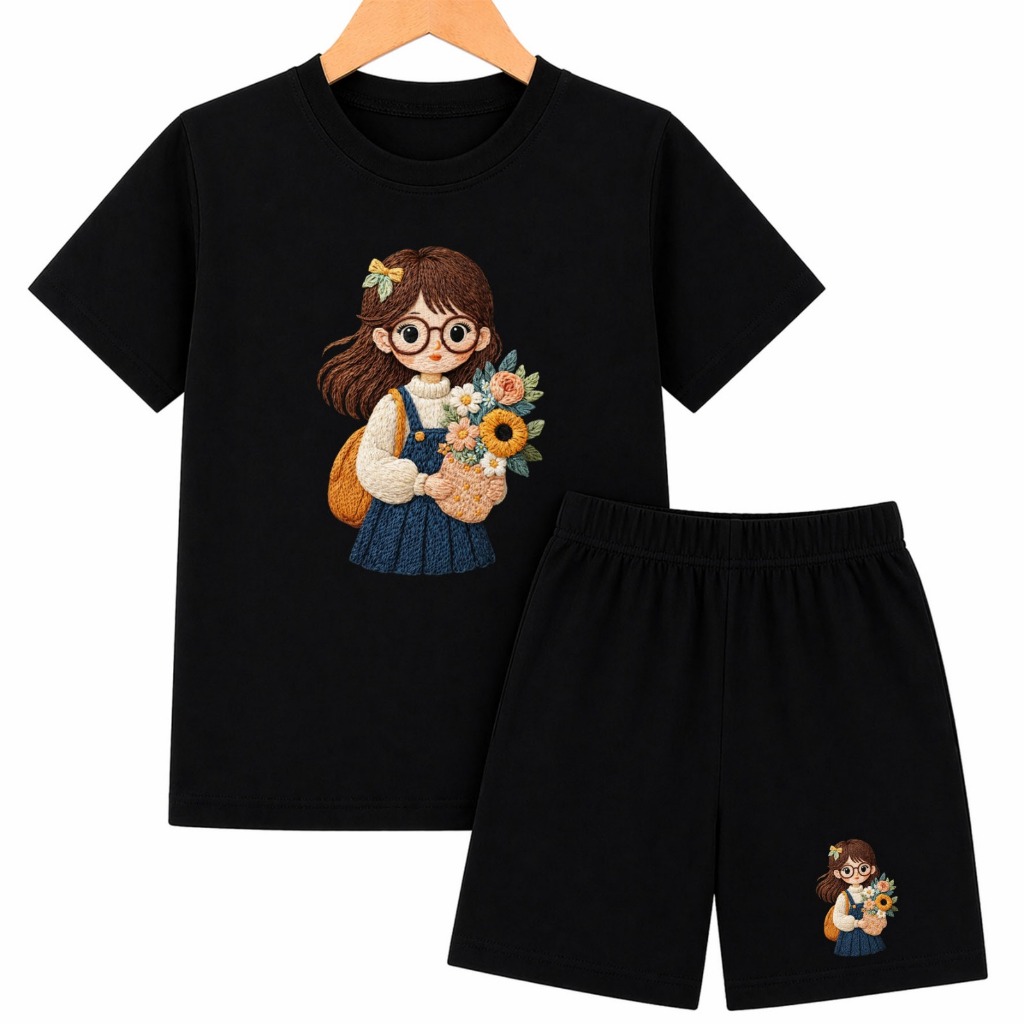 Setelan anak perempuan motif bunga matahari baju anak distro perempuan kekinian