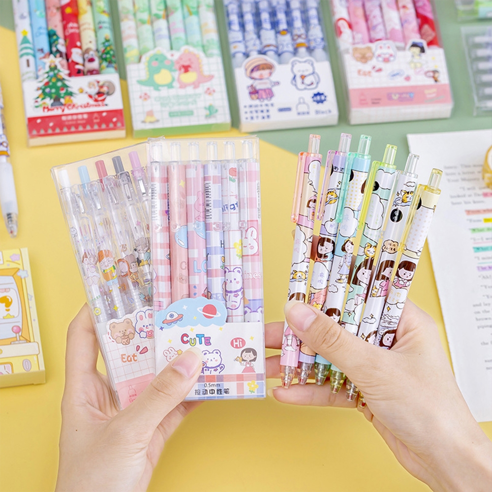 Florie - PULPEN SET KARAKTER LUCU PULPEN MEKANIK ISI 6PCS BOLPOIN GEL
