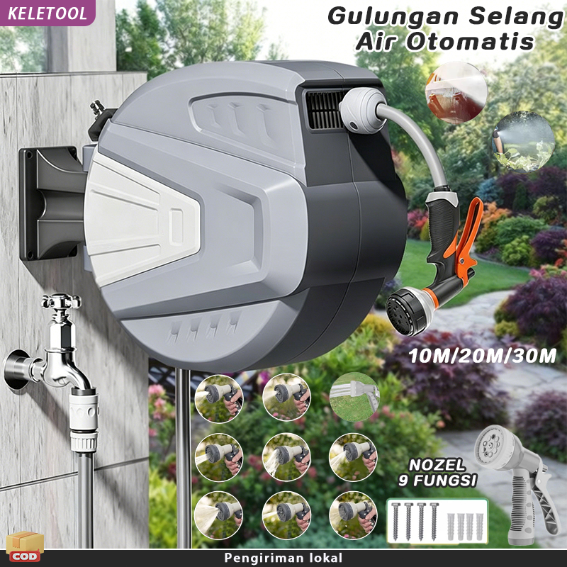 Gulungan Selang Air Otomatis gulung sendiri 10M Selang Air Gulung Portabel Taman Selang Air Auto Rew