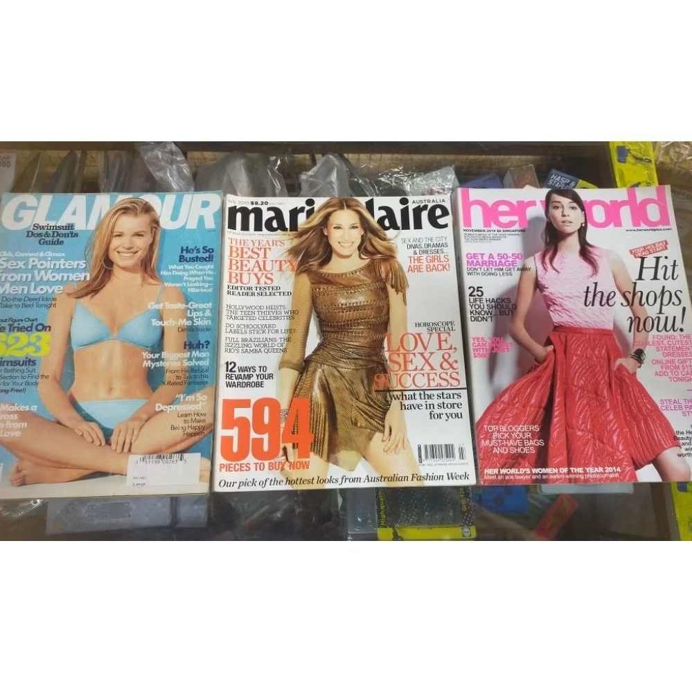 Majalah bekas import / lokal Female Cleo Elle 8Days Cosmo Dan Interior