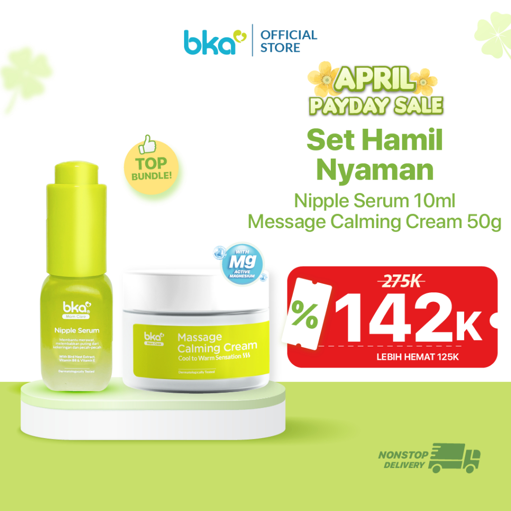 Set Hamil Nyaman - Nipple Serum 10ml & Massage Calming Cream 50gr - Serum ASI Rembes - Serum Puting 